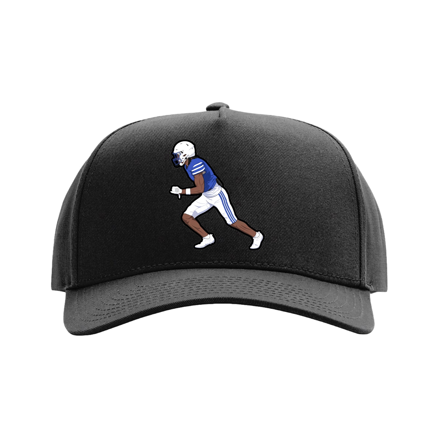 Full Fabric Five-Panel Champ Cap — Name Vertical in Black