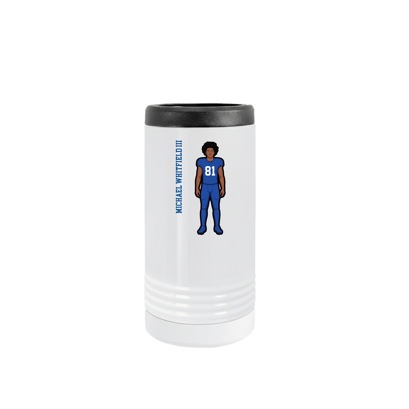 Slim Beverage Holder — Name Vertical in White