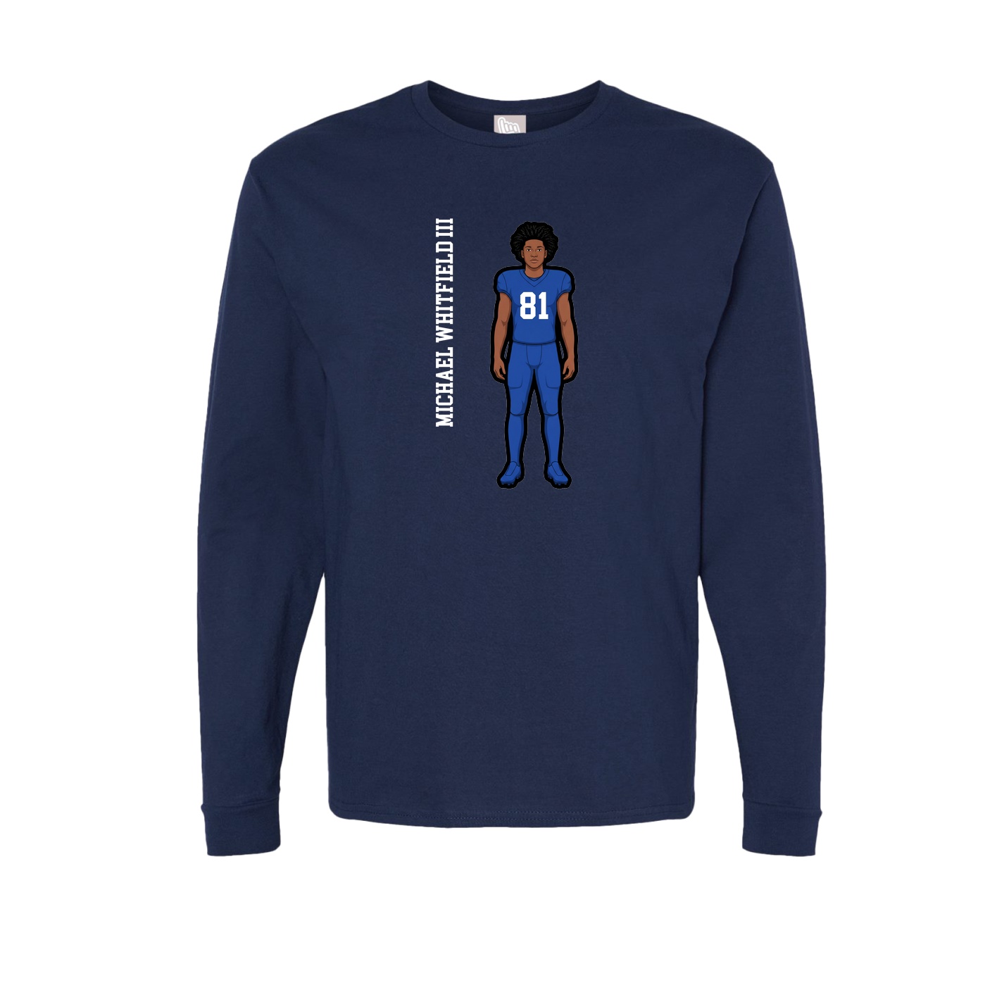 Long Sleeve Tee — Name Vertical in Navy