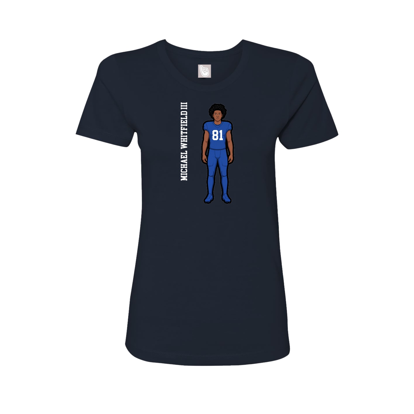Womens Tee — Name Vertical in Navy