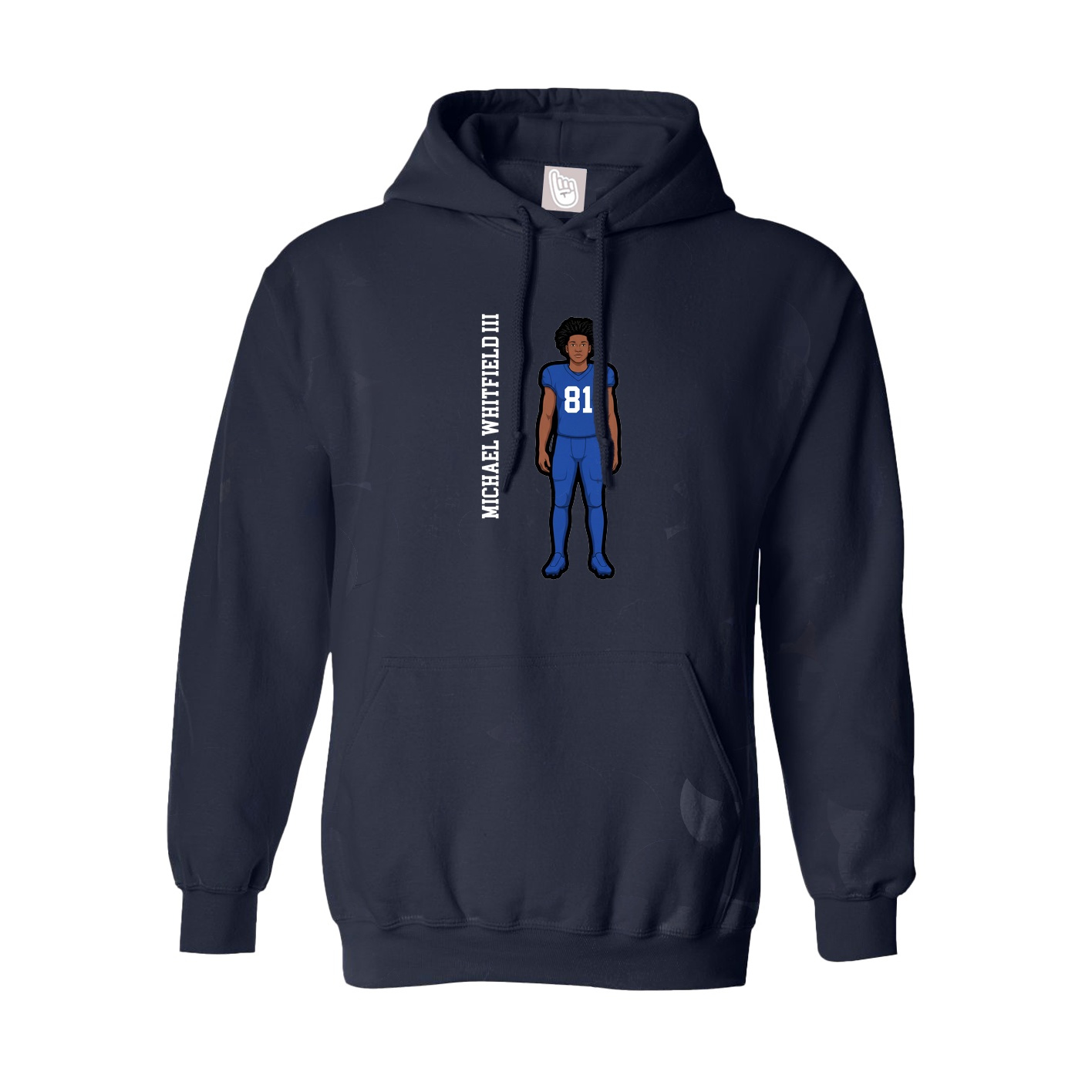 Hoodie — Name Vertical in Navy