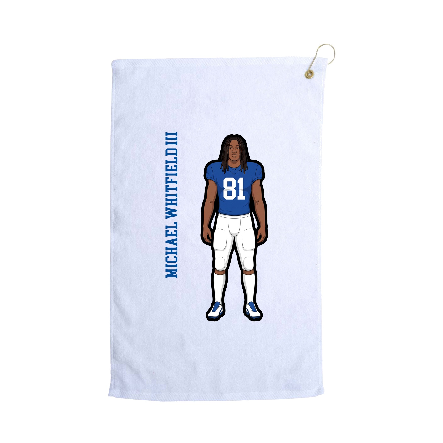 Golf Towel — Name Vertical in White