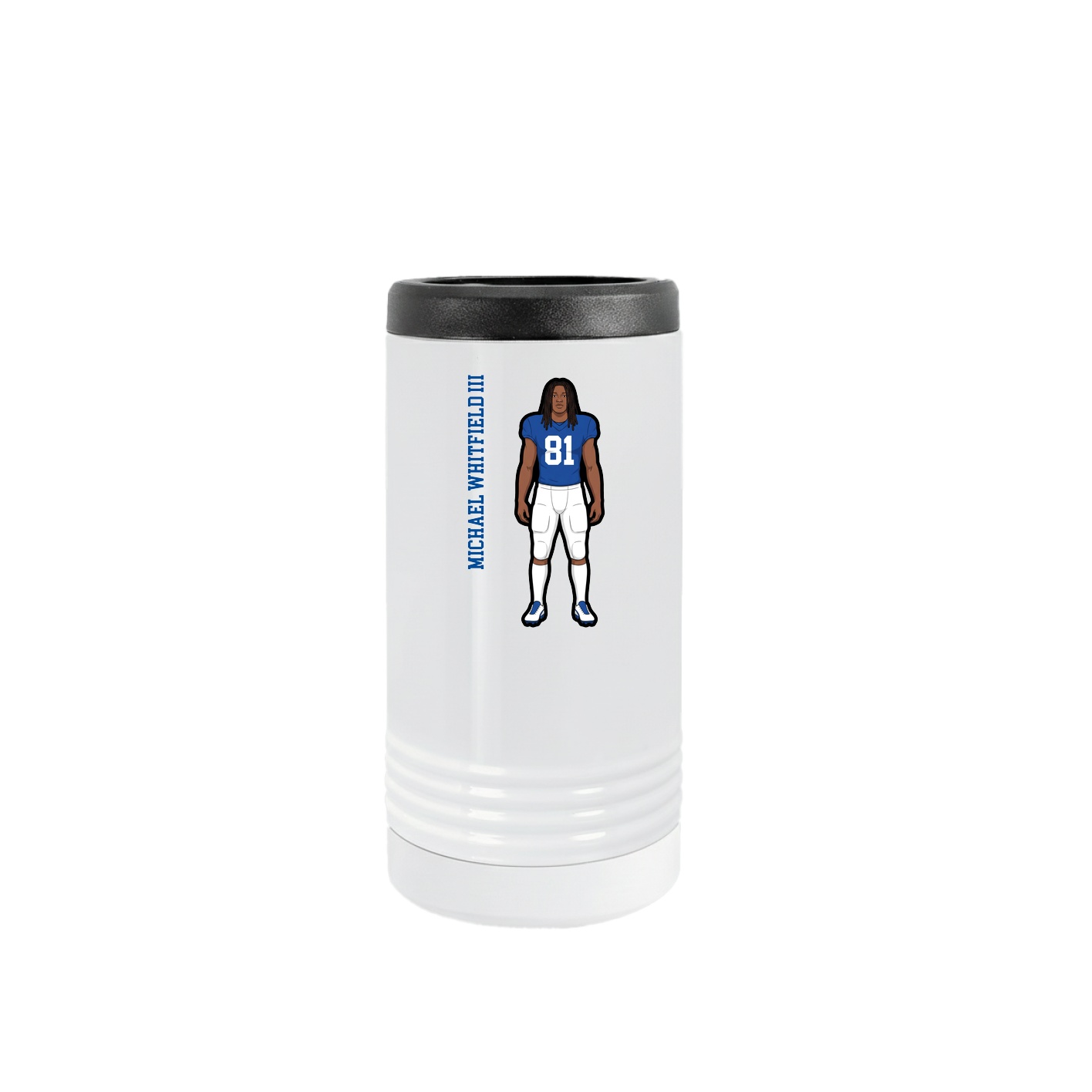 Slim Beverage Holder — Name Vertical in White