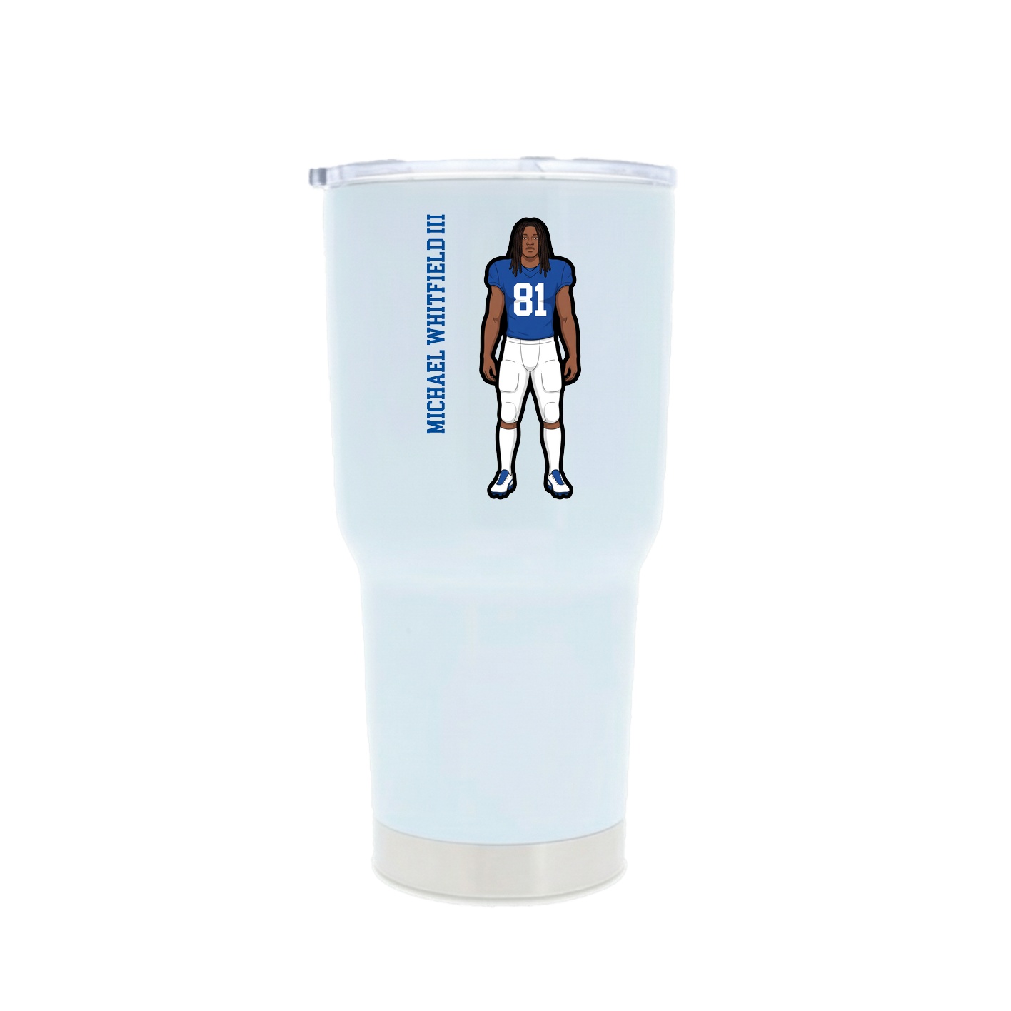 30oz Stainless Steel Tumbler — Name Vertical in White