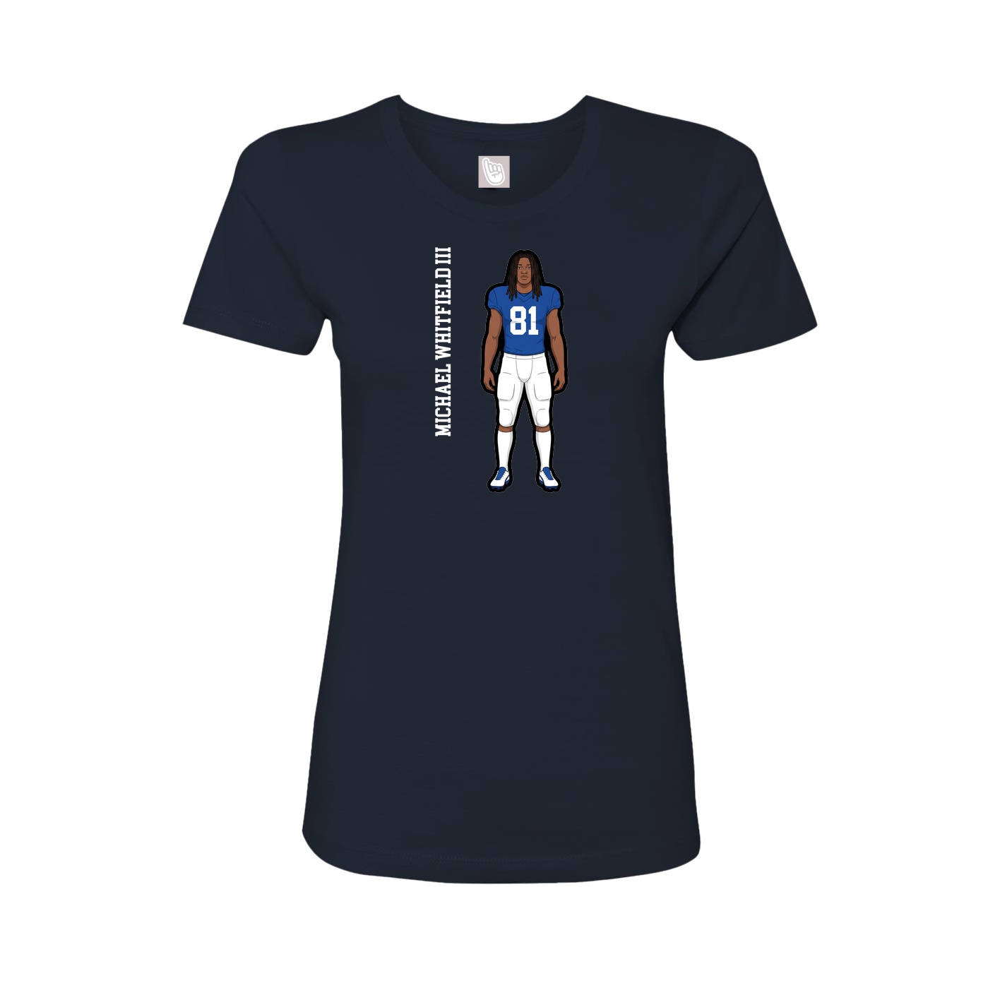 Womens Tee — Name Vertical in Navy