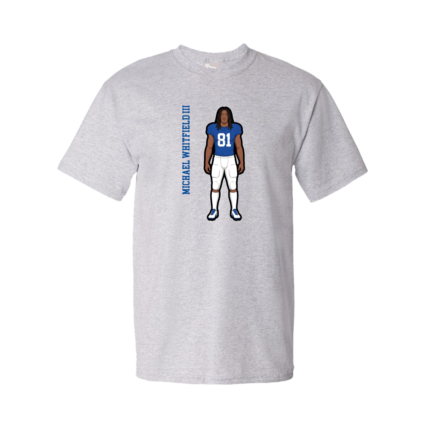 Youth Tee — Name Vertical in Grey