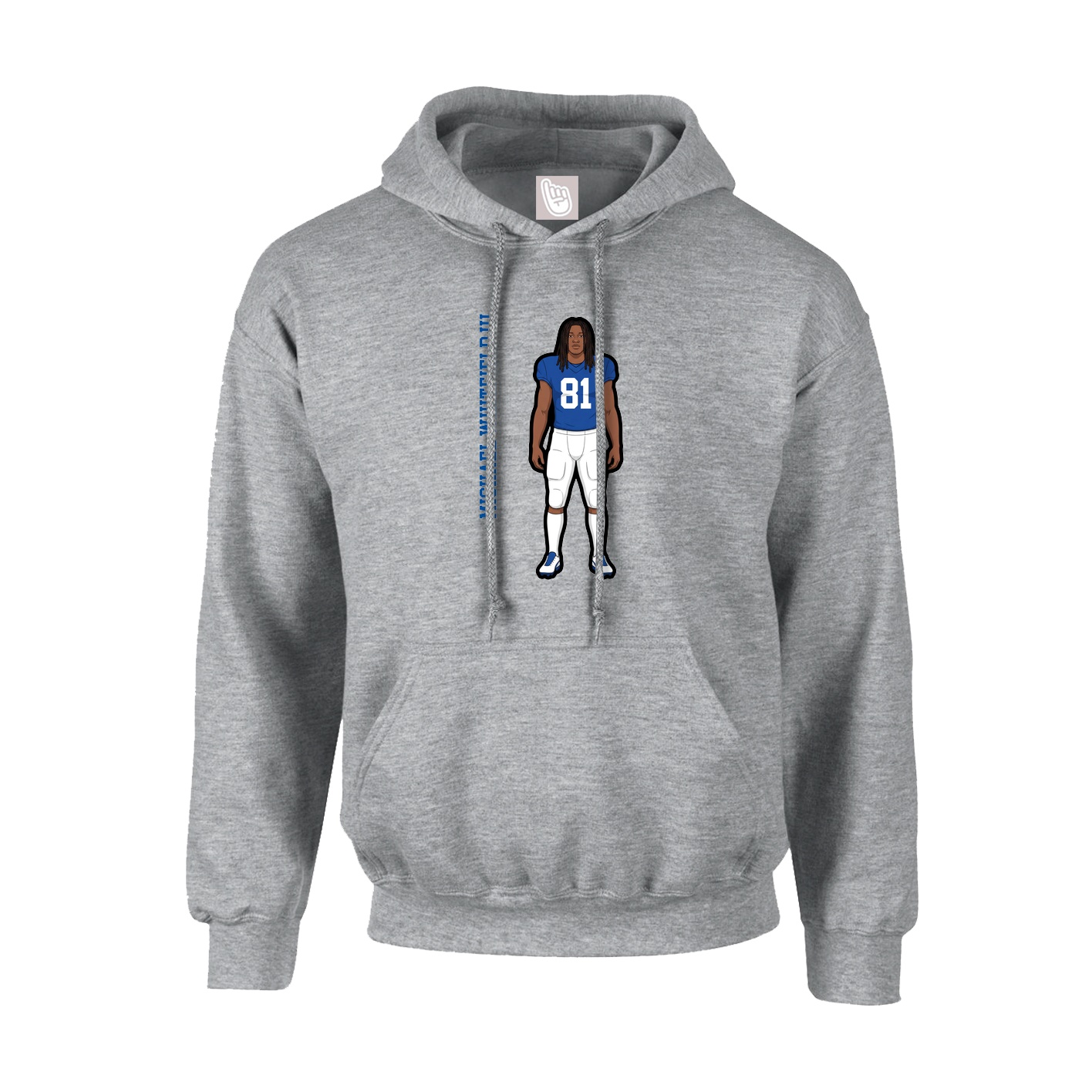 Hoodie — Name Vertical in Grey