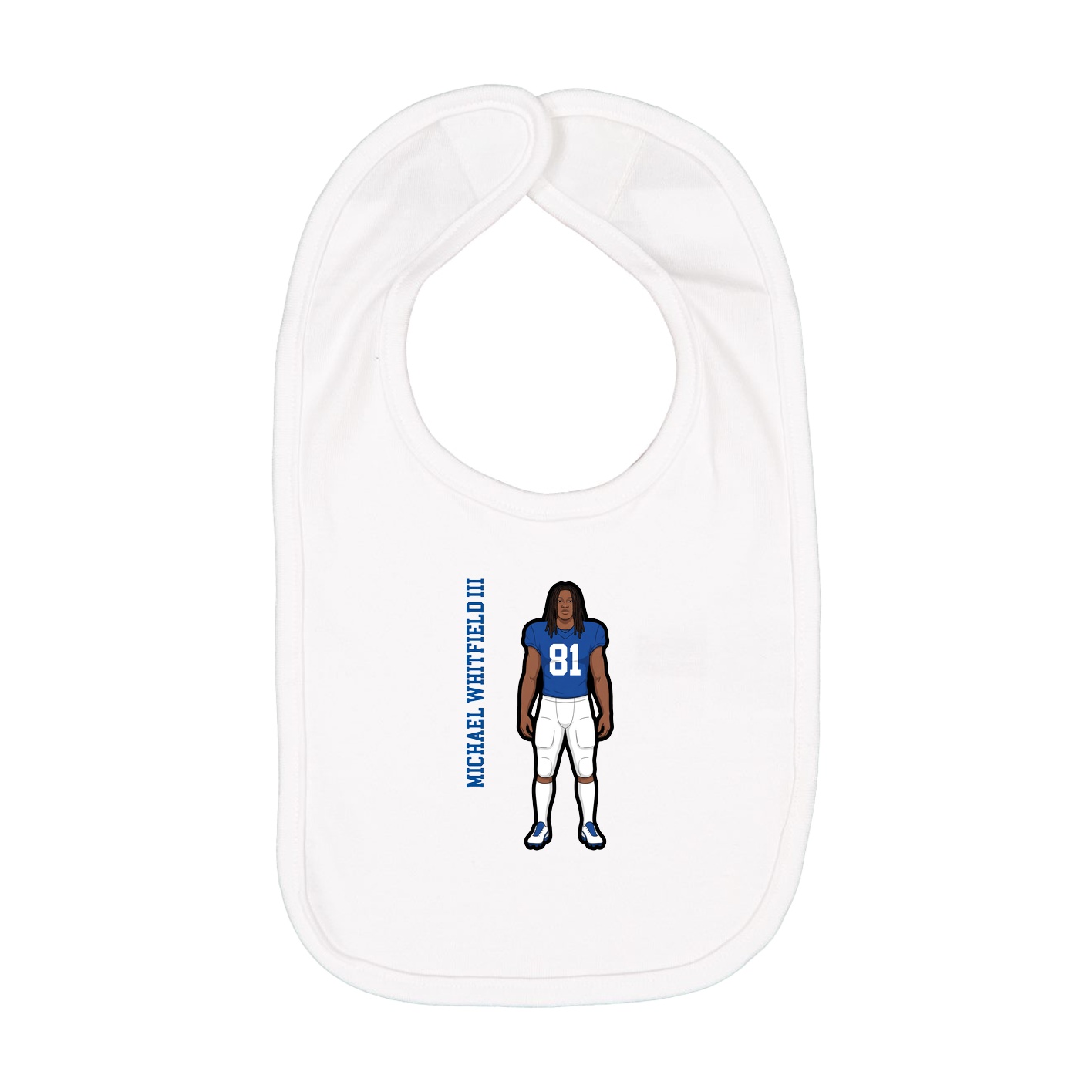 Infant Bib — Name Vertical in White