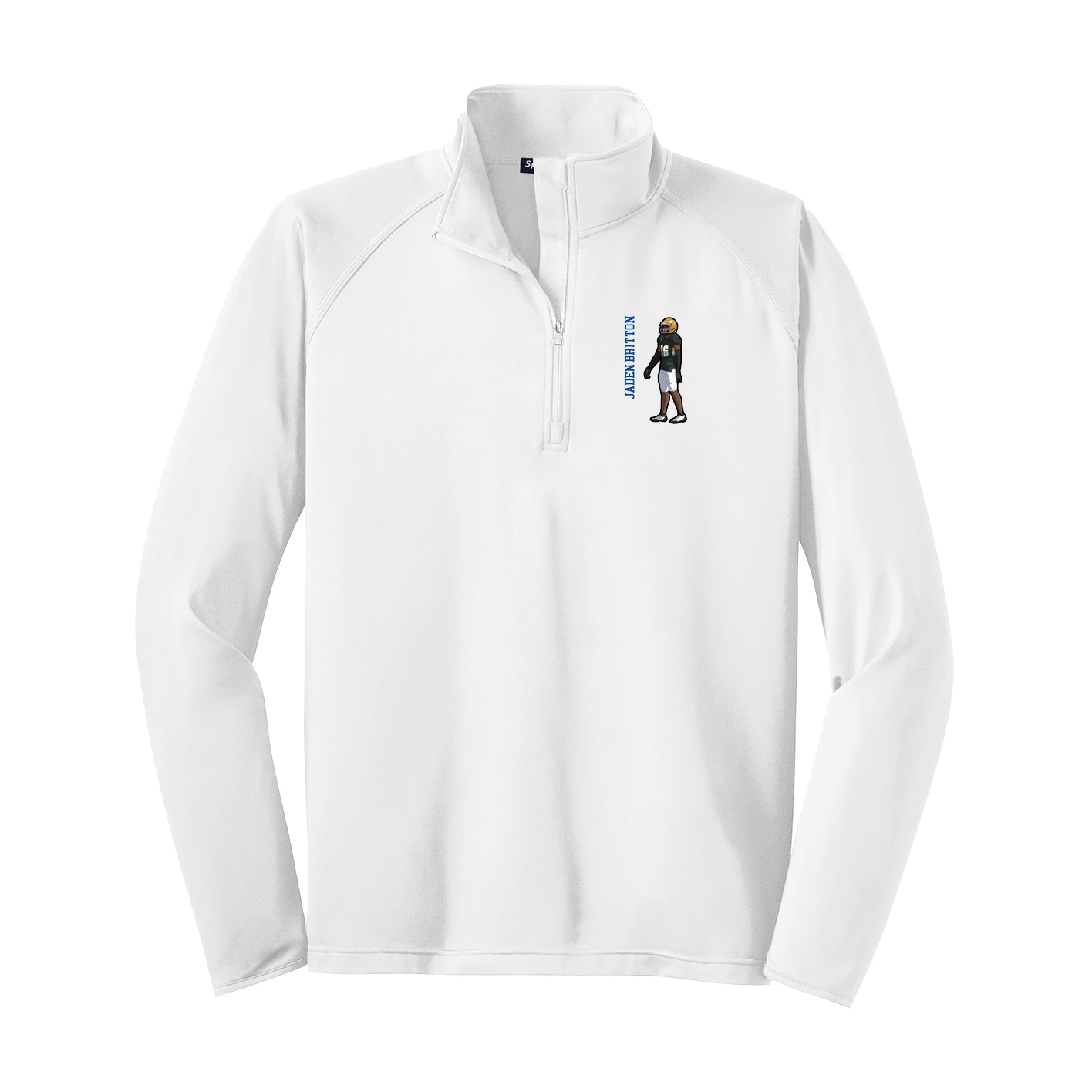 Q-Zip Pullover — Name Vertical in White