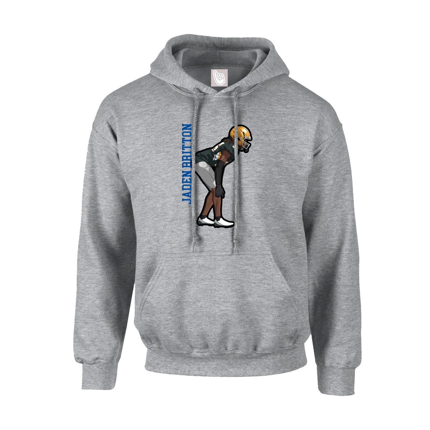 Hoodie — Name Vertical in Grey