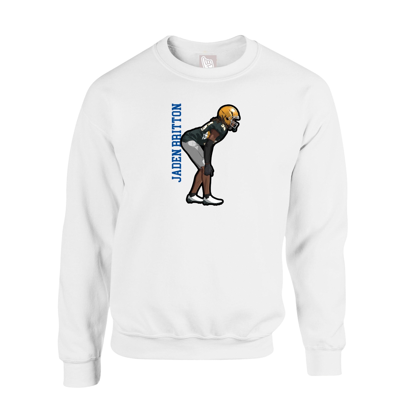 Fleece Crew — Name Vertical in White