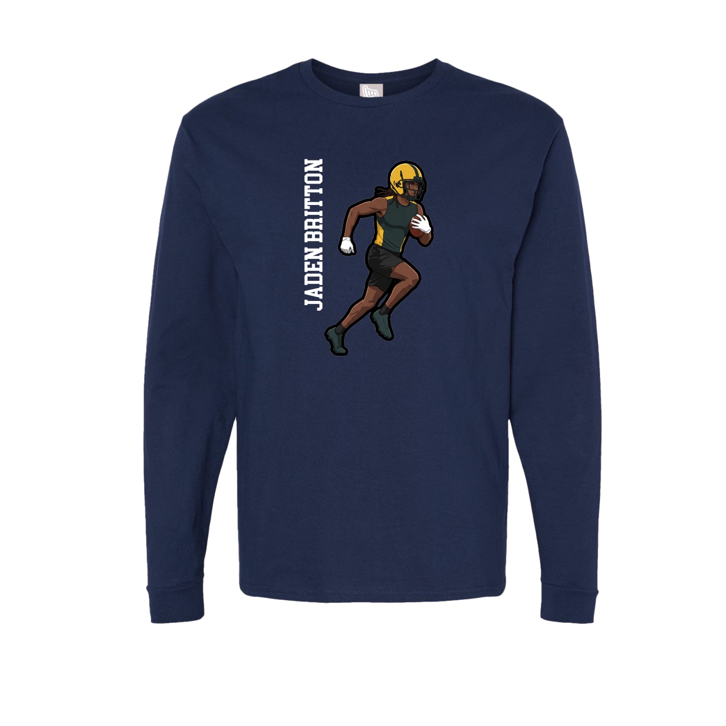 Long Sleeve Tee — Name Vertical in Navy