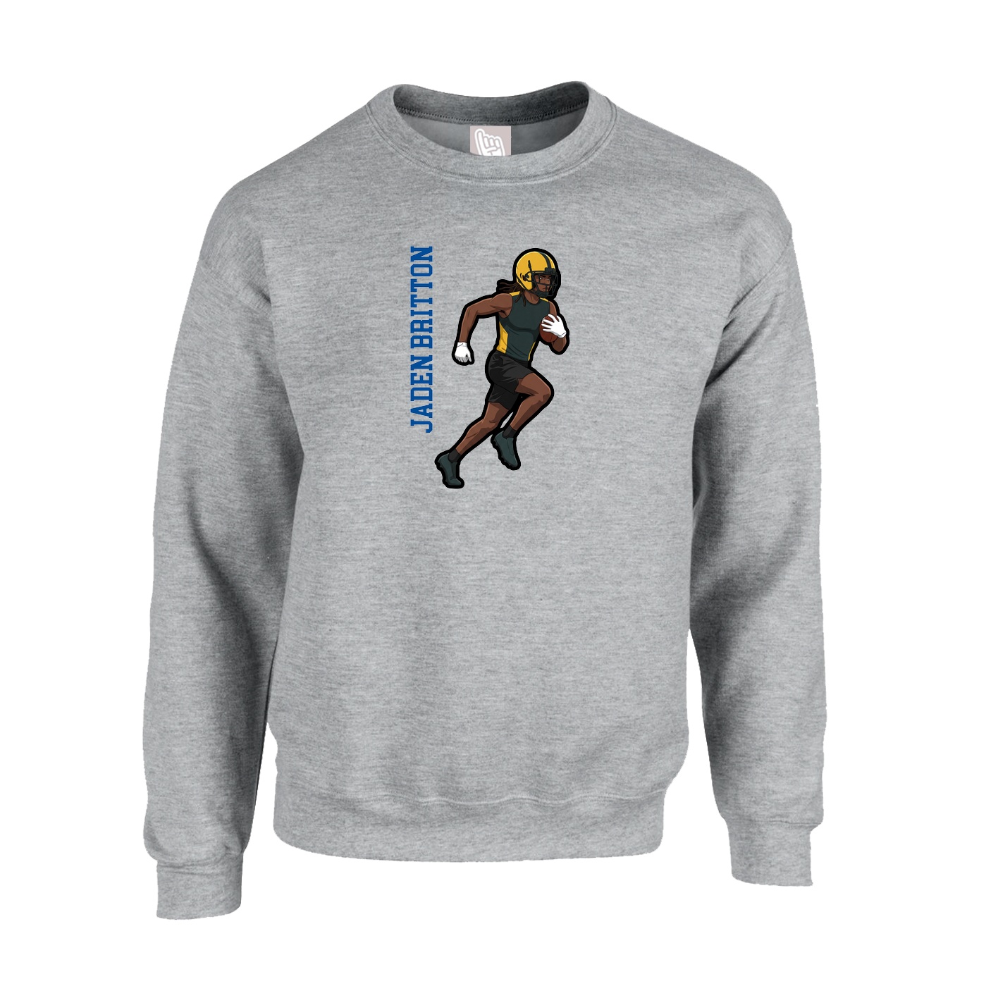 Fleece Crew — Name Vertical in Grey