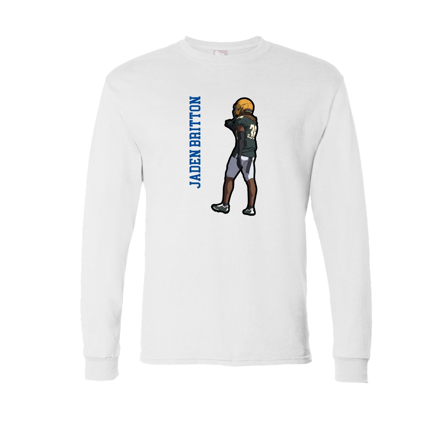 Long Sleeve Tee — Name Vertical in White