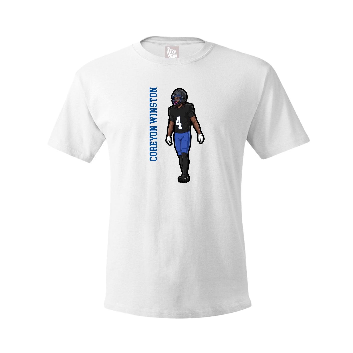 Youth Tee — Name Vertical in White