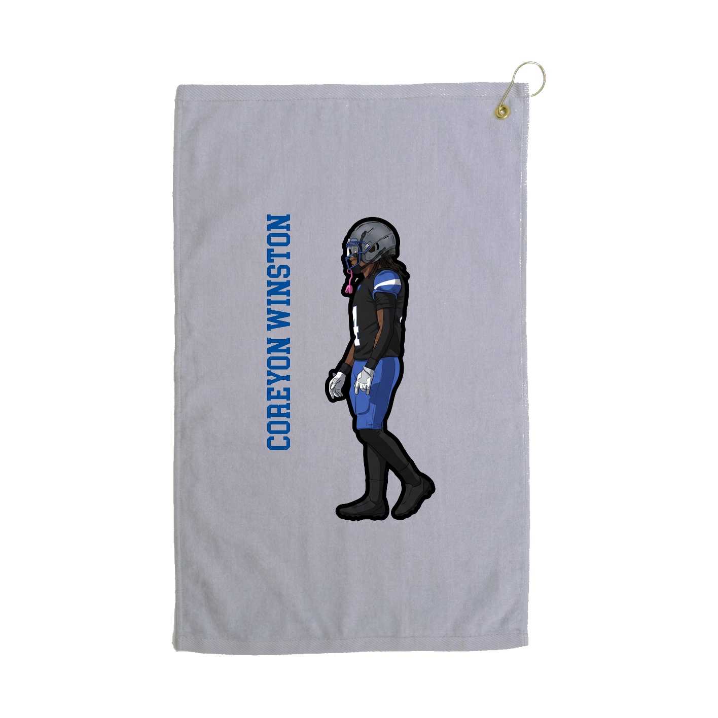 Golf Towel — Name Vertical in Grey