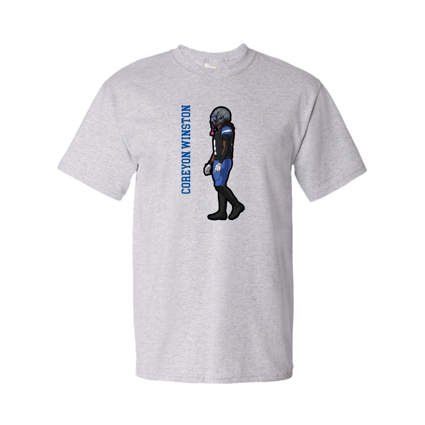 Tee — Name Vertical in Grey