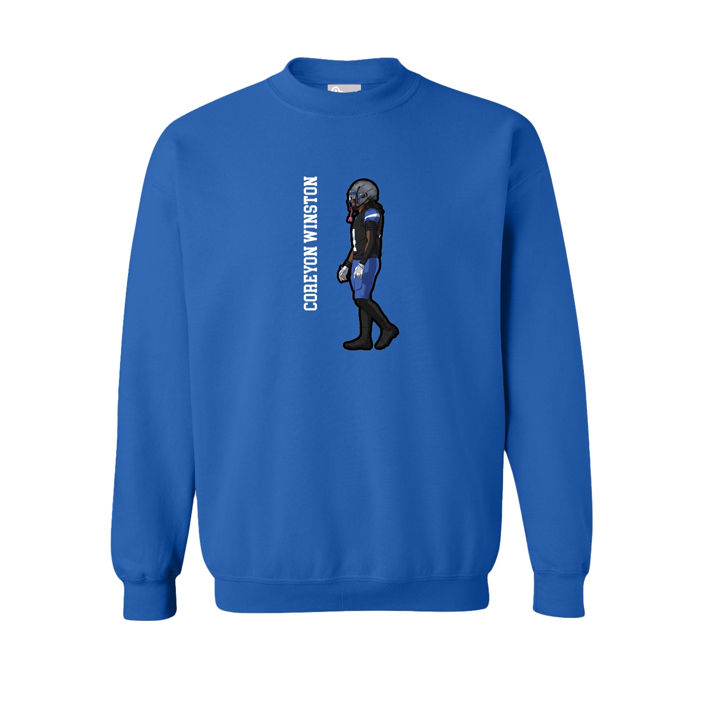 Fleece Crew — Name Vertical in Royal