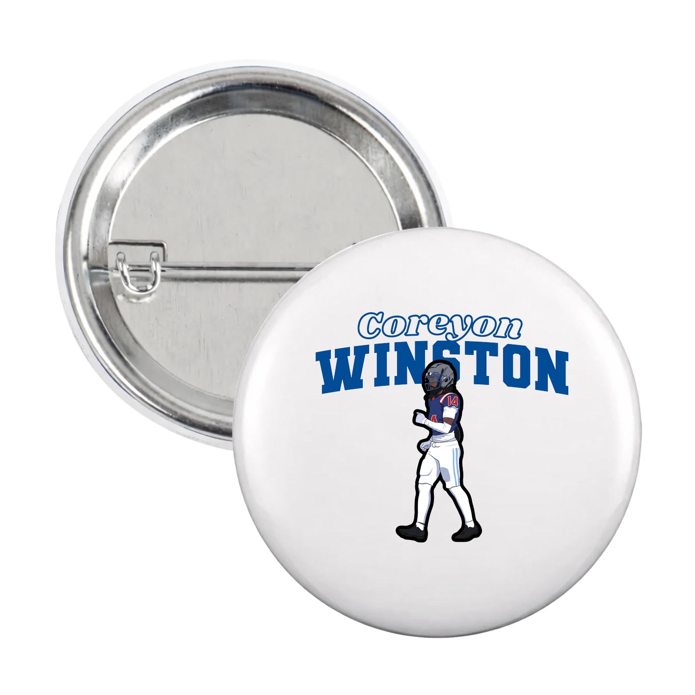 Game Day Button — Name Arch in White