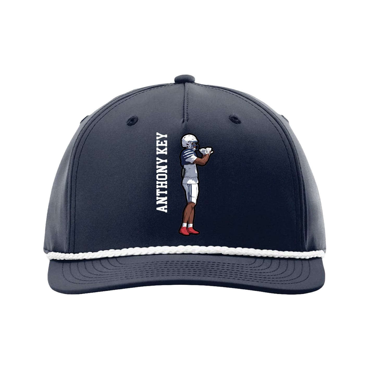 Five-Panel Classic Rope Cap — Name Vertical in Navy