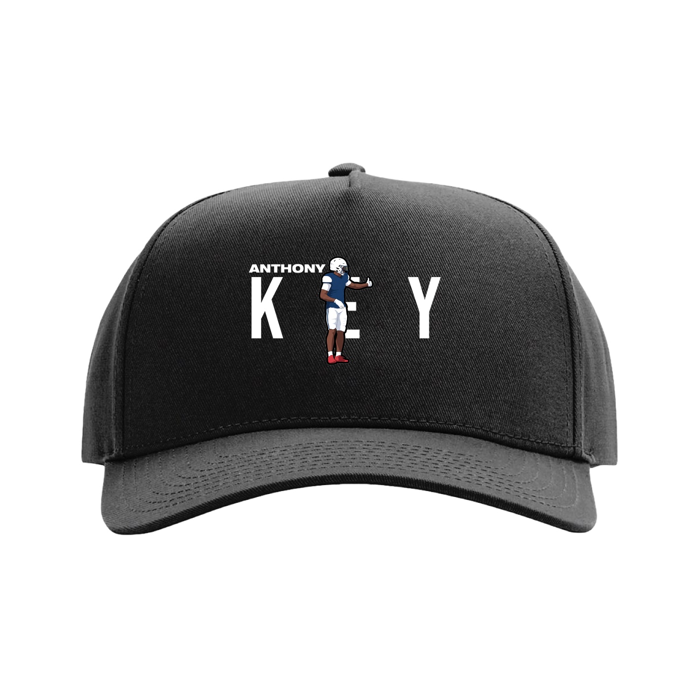 Full Fabric Five-Panel Champ Cap — Player Name in Black