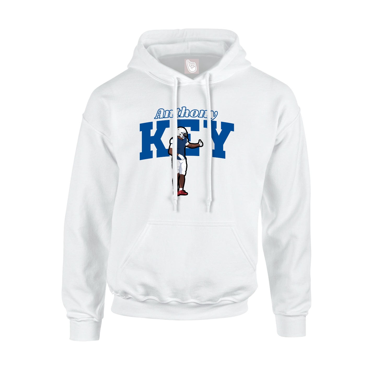 Youth Hoodie — Name Arch in White