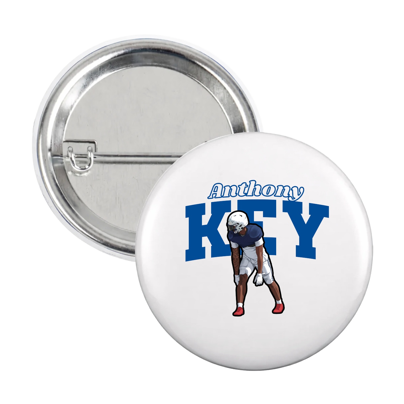 Game Day Button — Name Arch in White