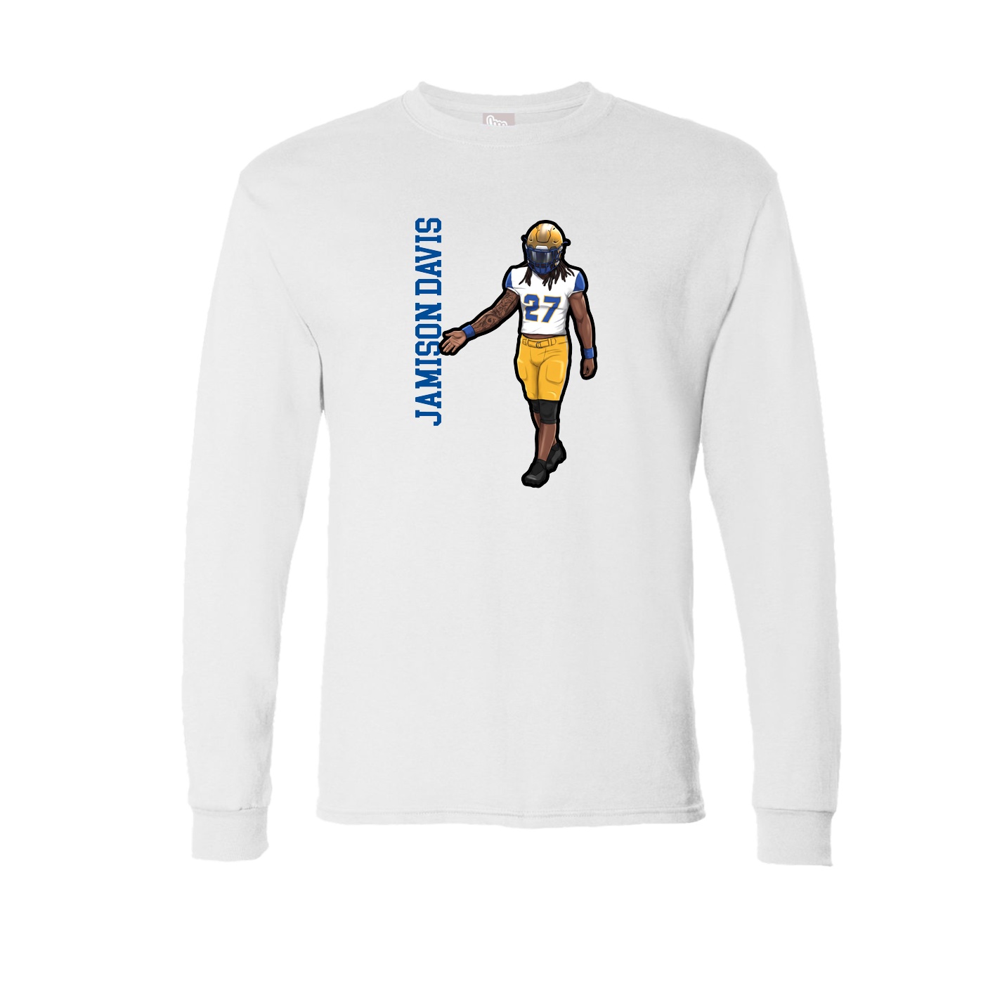 Long Sleeve Tee — Name Vertical in White
