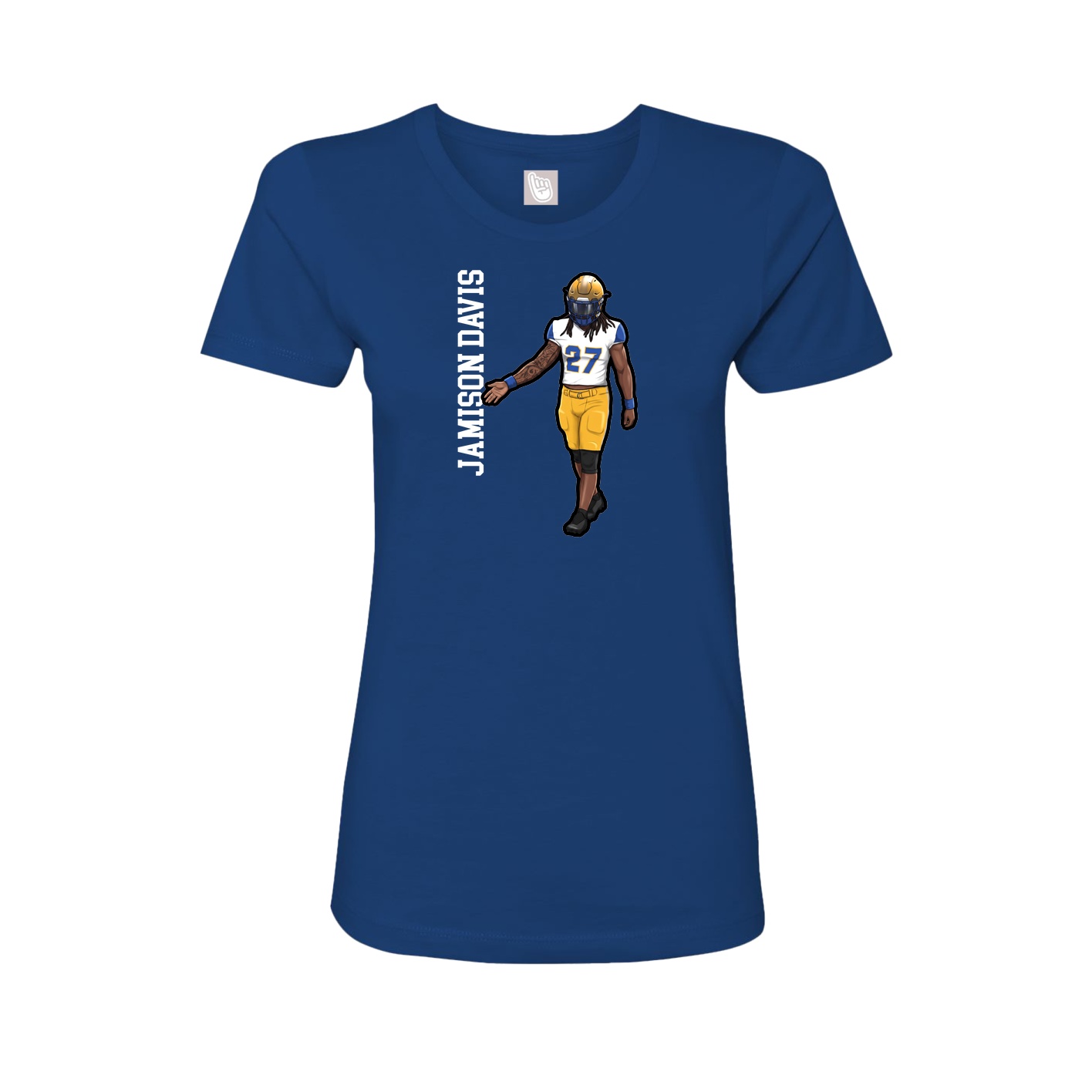 Fitted Women's Tee — Name Vertical in Royal