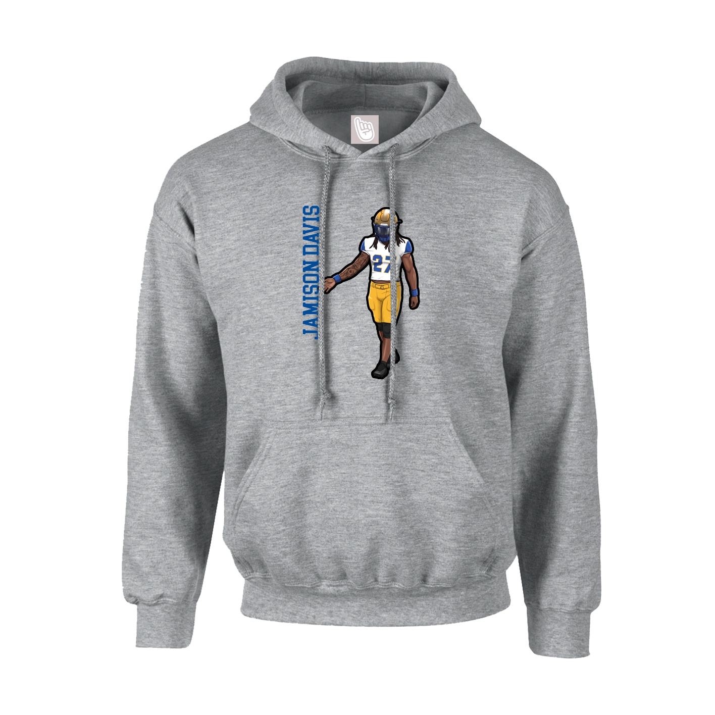 Hoodie — Name Vertical in Grey