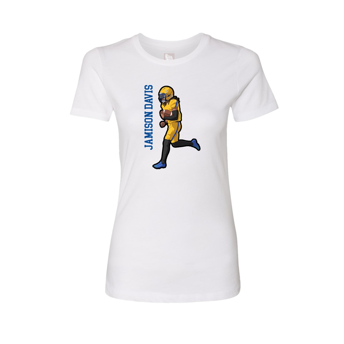 Fitted Women's Tee — Name Vertical in White