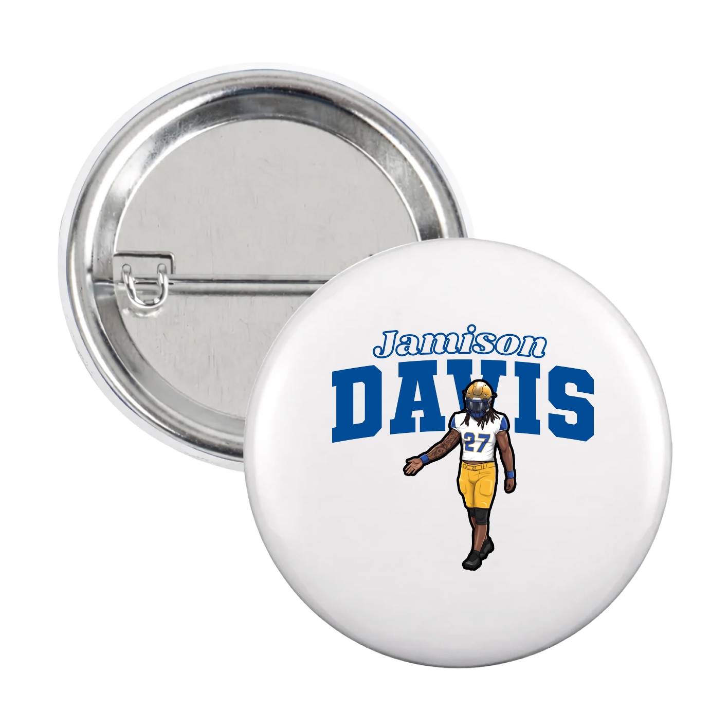 Game Day Button — Name Arch in White