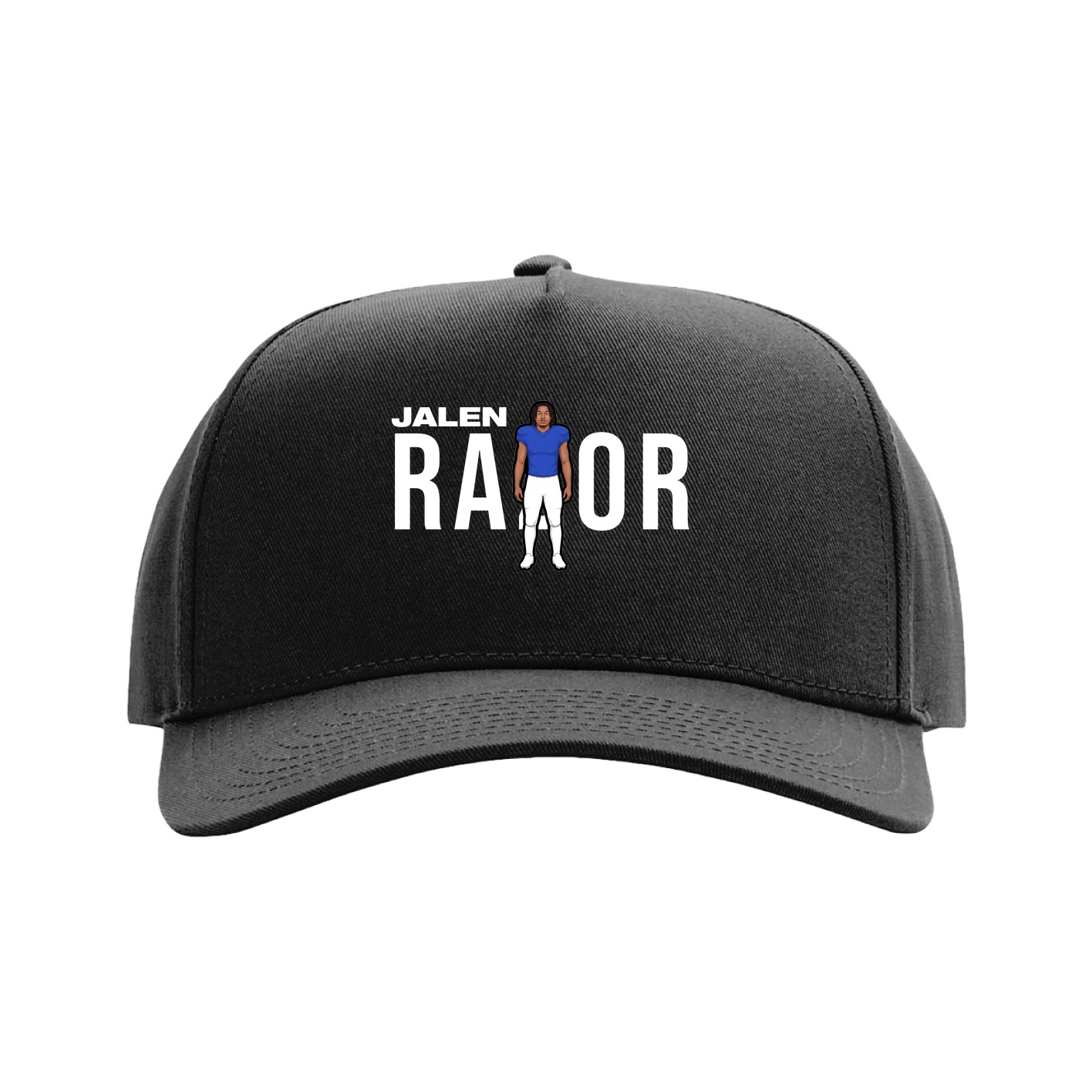 Full Fabric Five-Panel Champ Cap — Player Name in Black