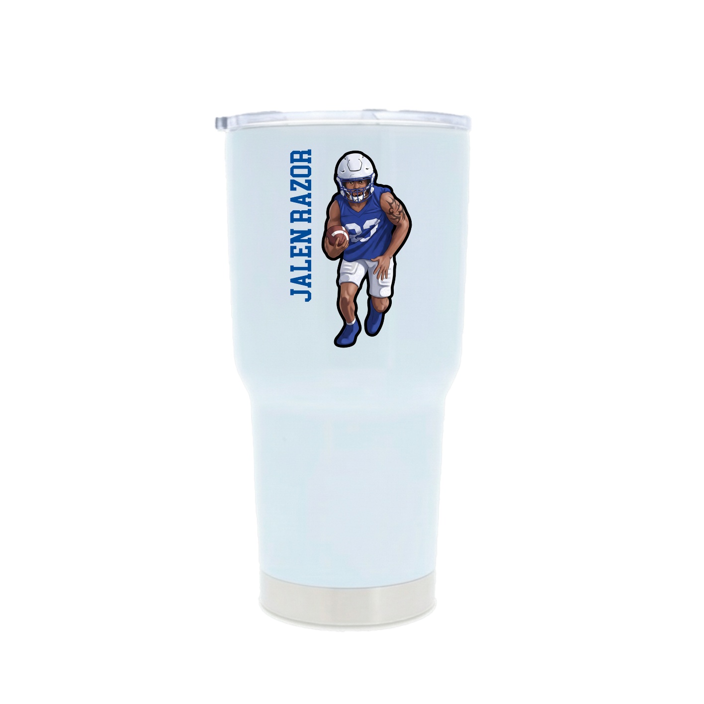 30oz Stainless Steel Tumbler — Name Vertical in White