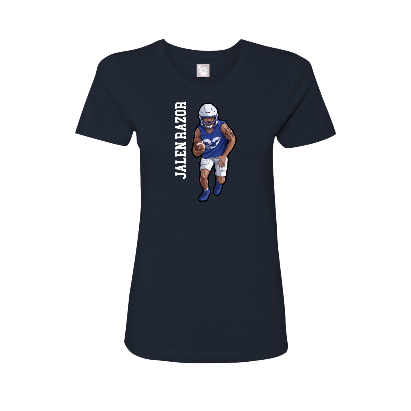 Fitted Women's Tee — Name Vertical in Navy