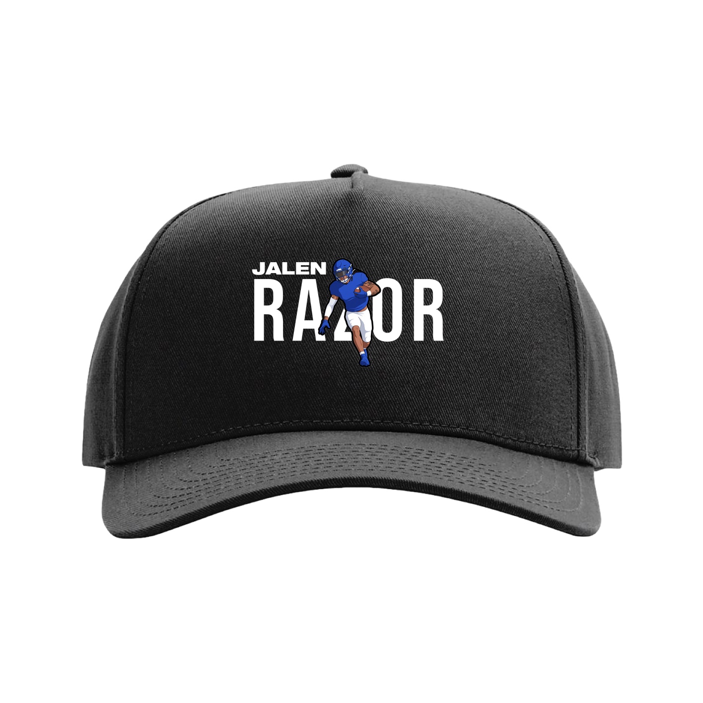 Full Fabric Five-Panel Champ Cap — Player Name in Black
