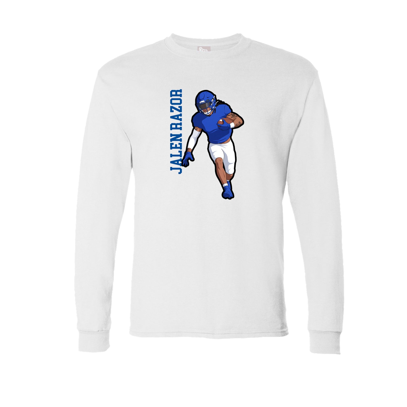 Long Sleeve Tee — Name Vertical in White