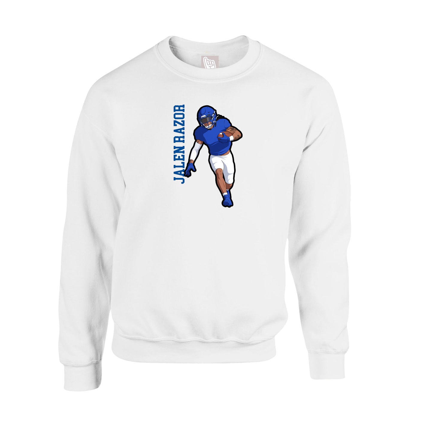 Fleece Crew — Name Vertical in White