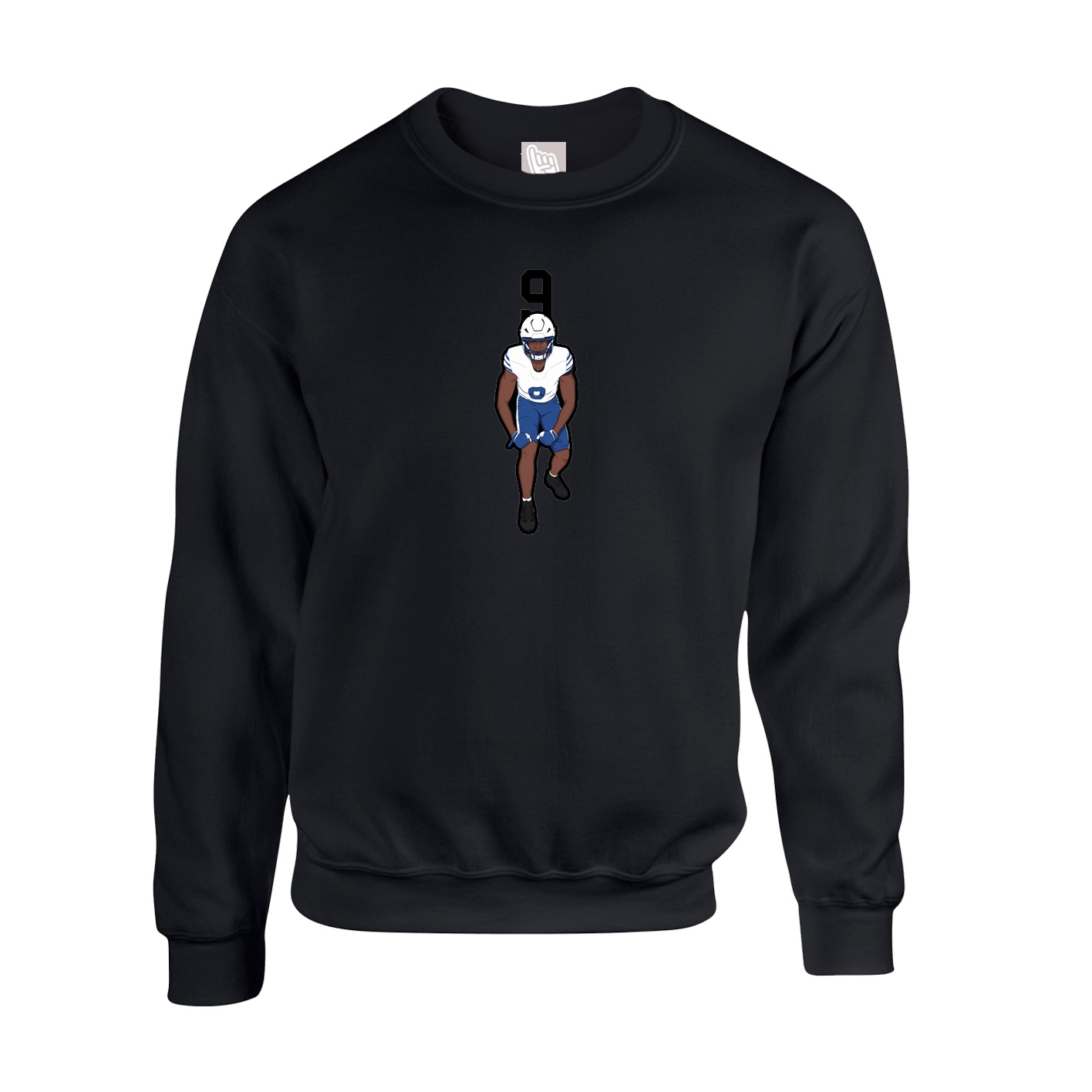 Fleece Crew — Number Top in Black