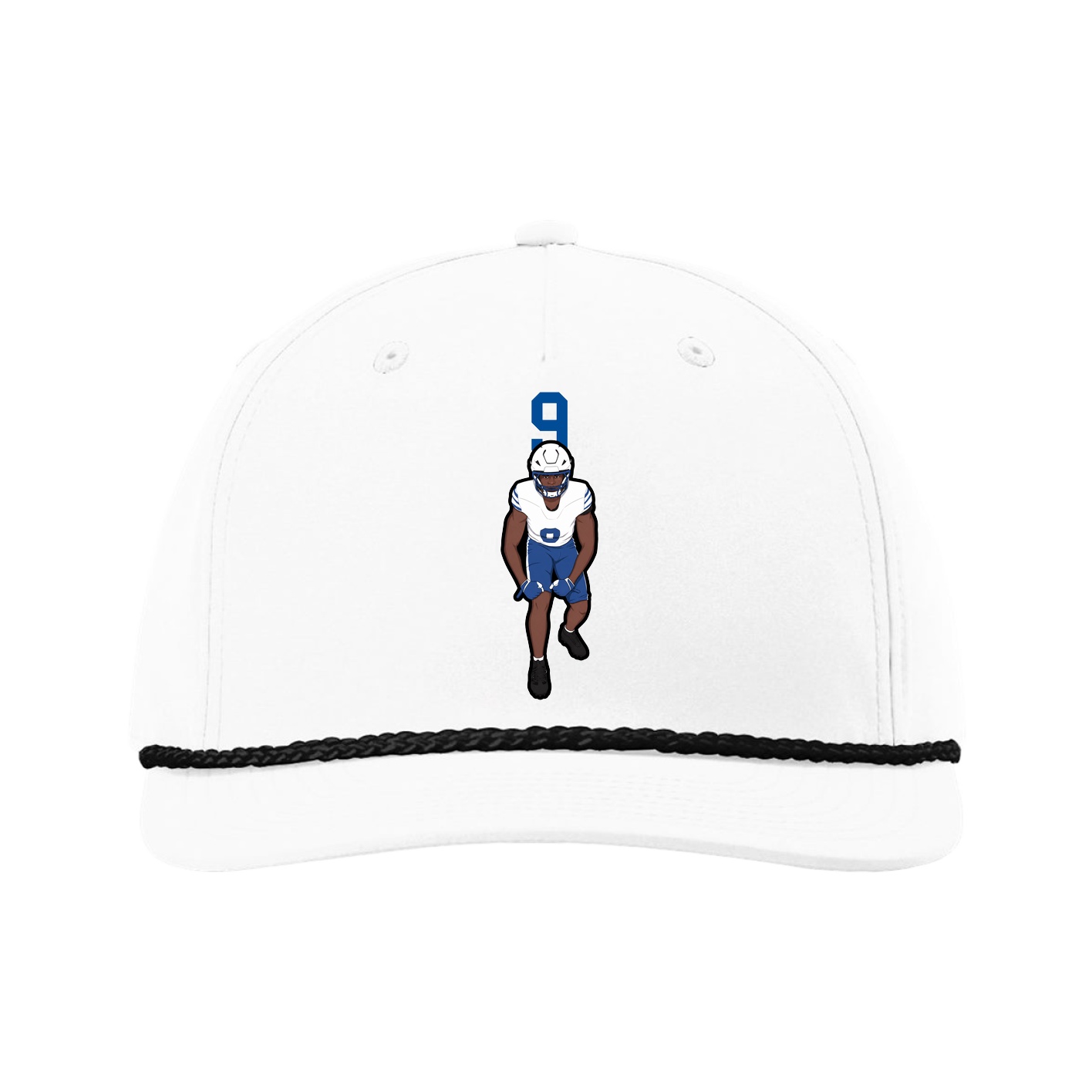 Five-Panel Classic Rope Cap — Number Top in White