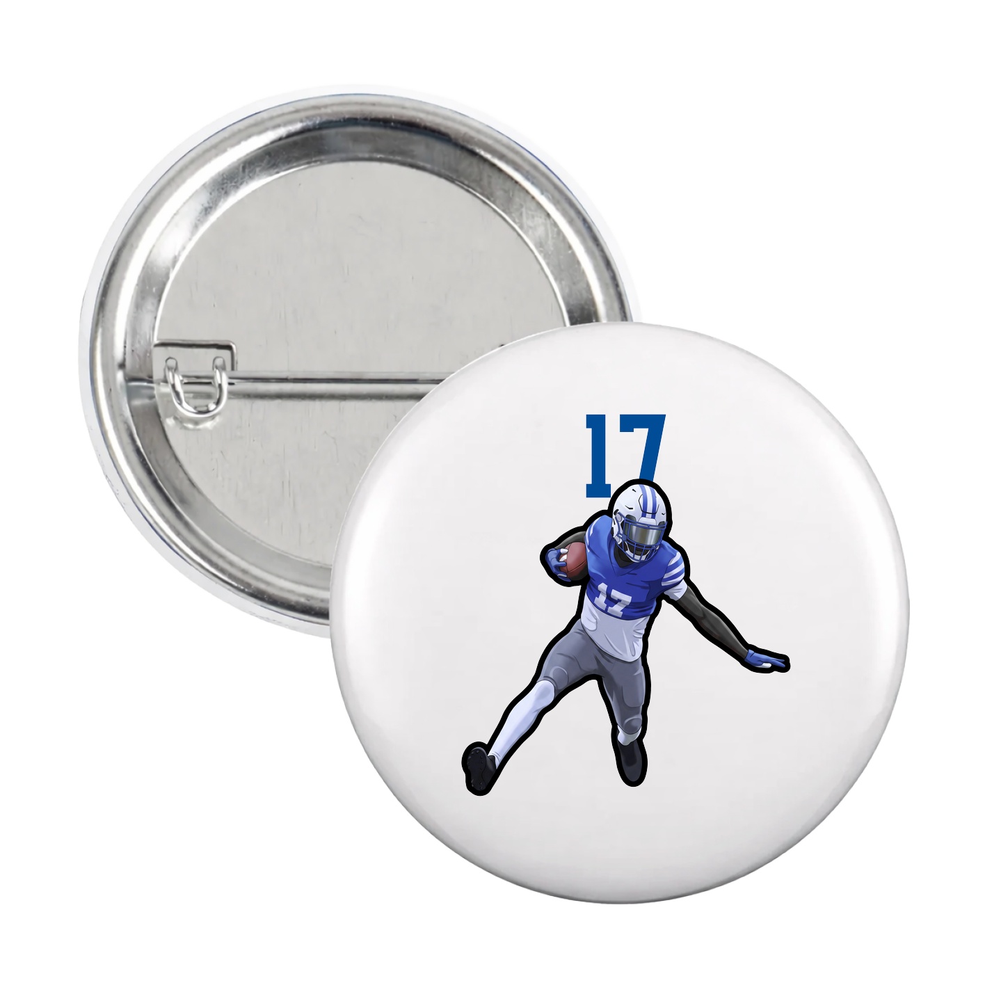 Game Day Button — Number Top in White