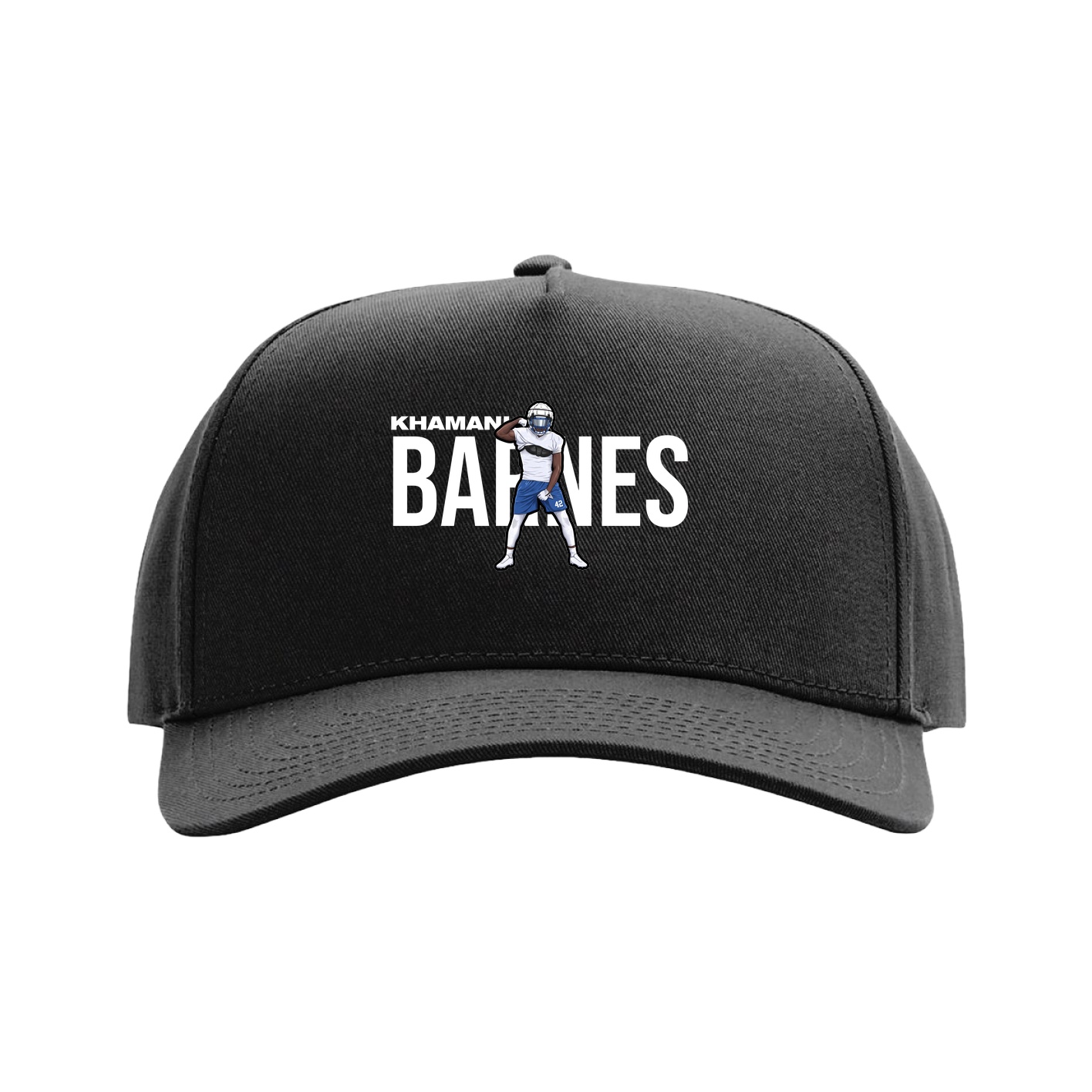 Full Fabric Five-Panel Champ Cap — Player Name in Black