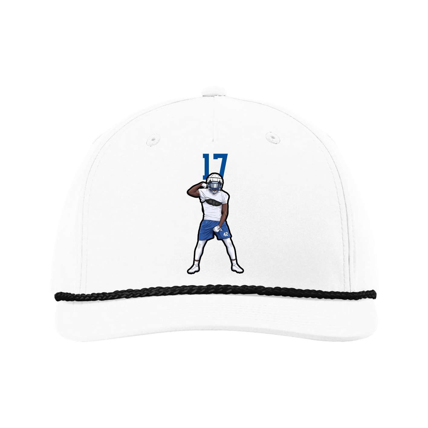 Five-Panel Classic Rope Cap — Number Top in White