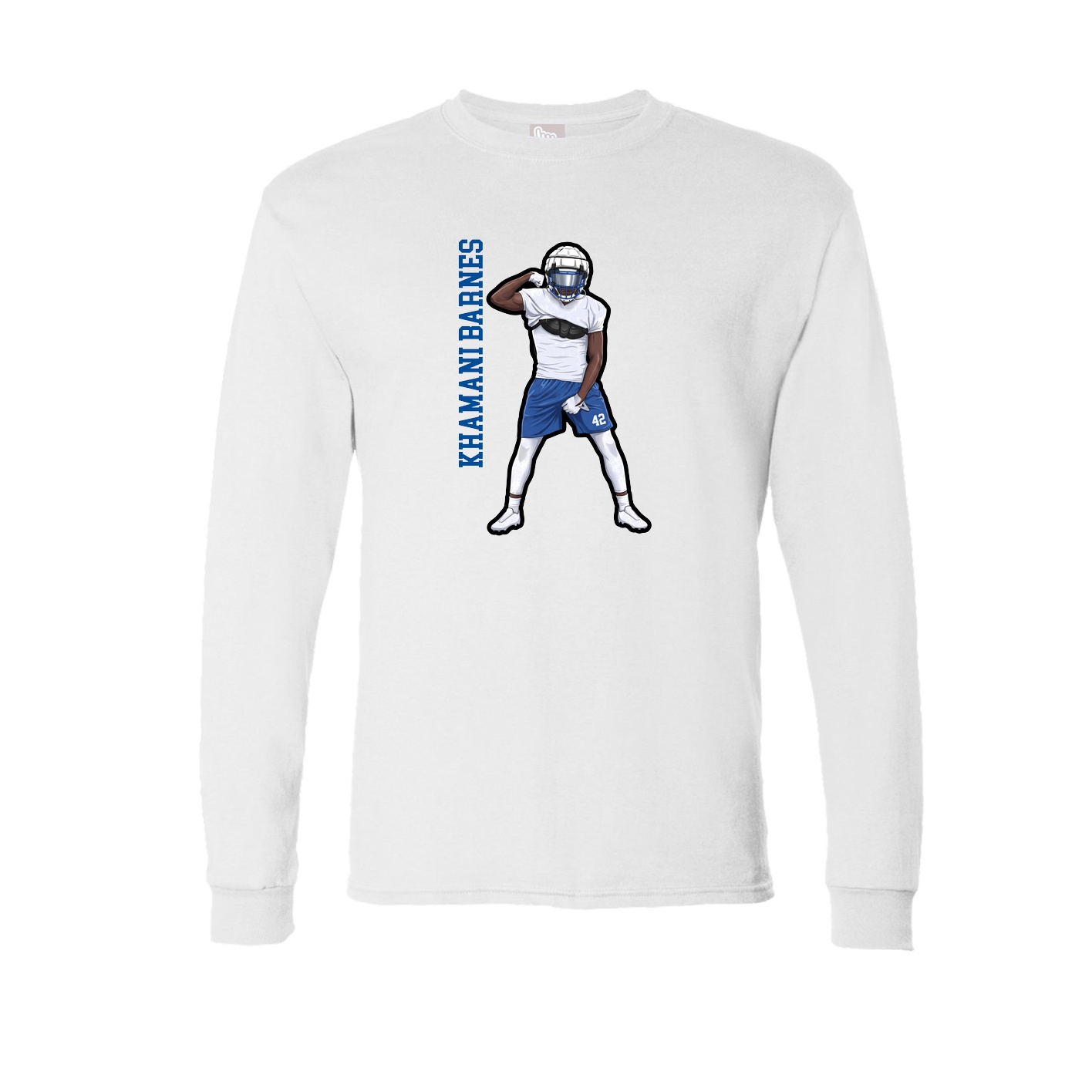 Long Sleeve Tee — Name Vertical in White