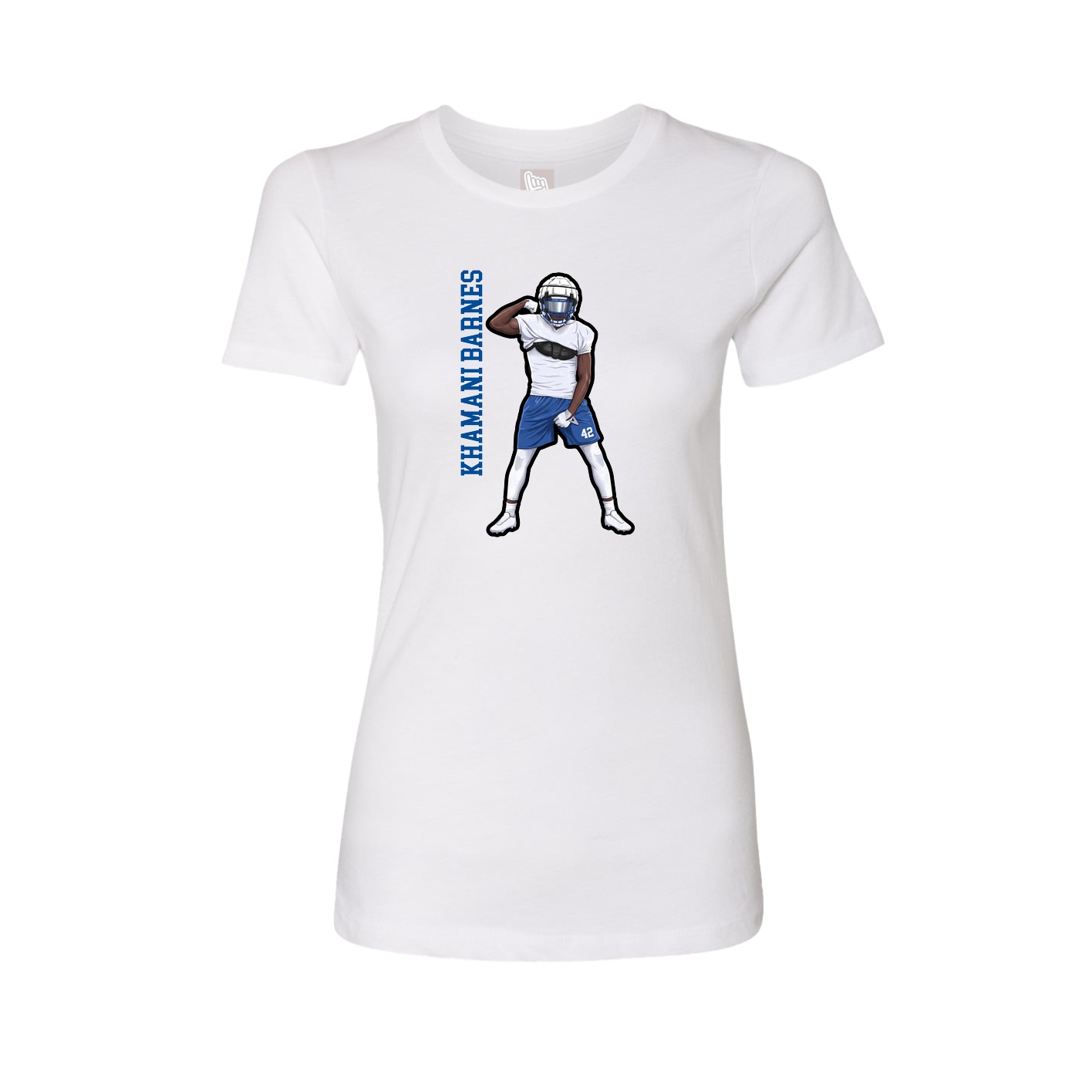 Fitted Women's Tee — Name Vertical in White