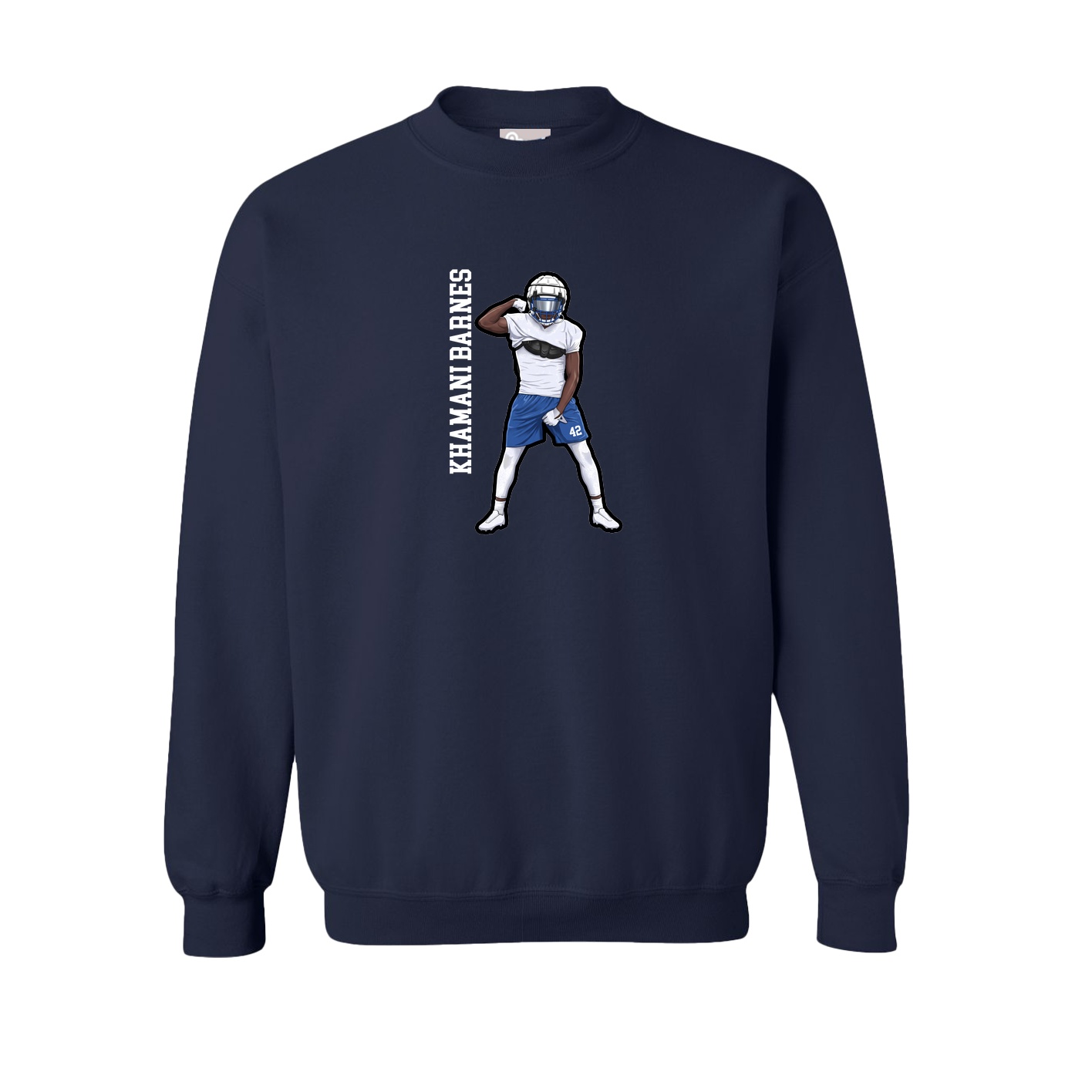 Fleece Crew — Name Vertical in Navy