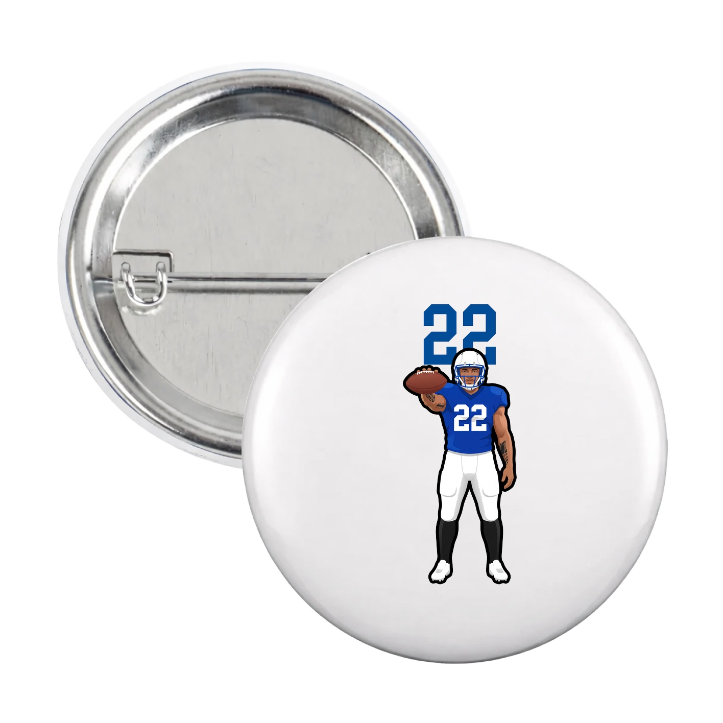 Game Day Button — Number Top in White