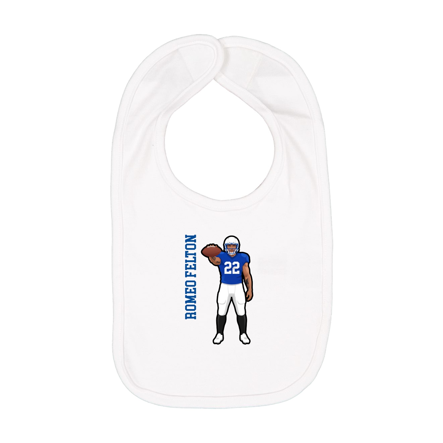 Infant Bib — Name Vertical in White