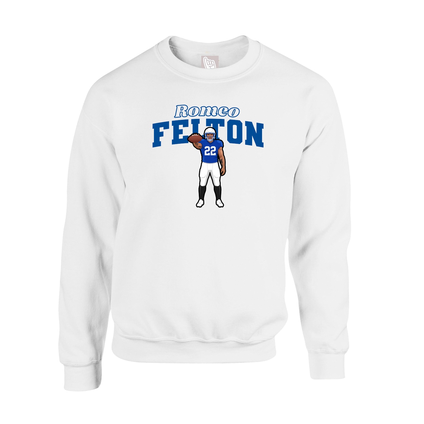 Fleece Crew — Name Arch in White