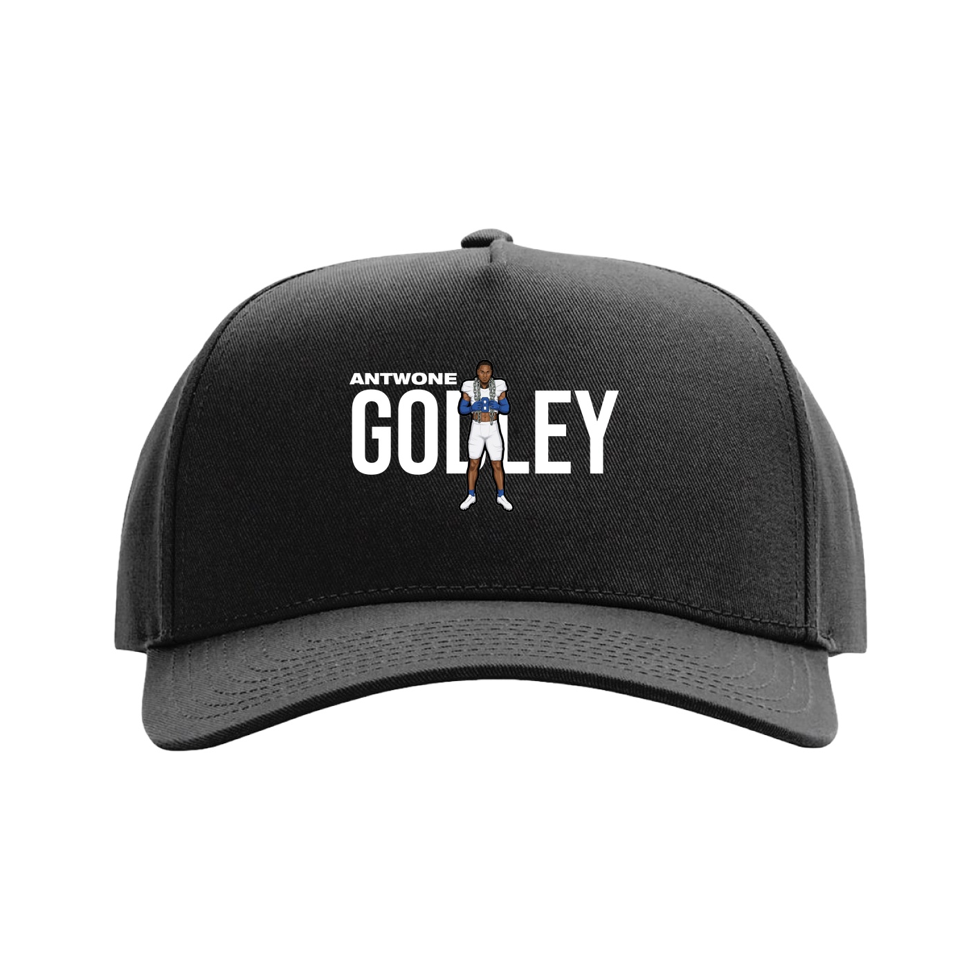 Full Fabric Five-Panel Champ Cap — Player Name in Black